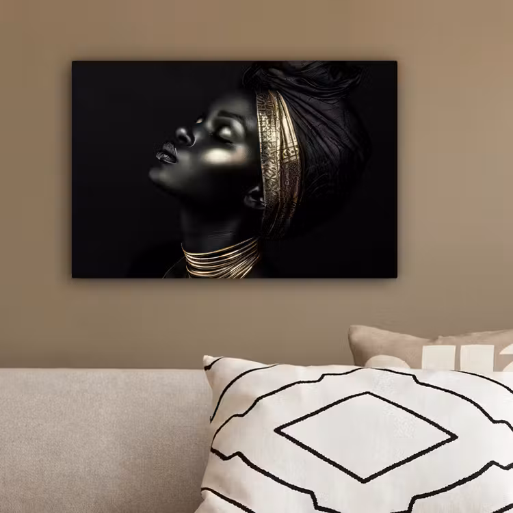 Vrouw - Zwart - Goud - Sieraden canvas 2cm klein -sfeer3