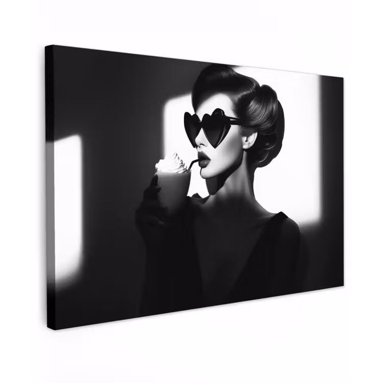 Vrouw - Zwart - Hart canvas 2cm klein -z3d