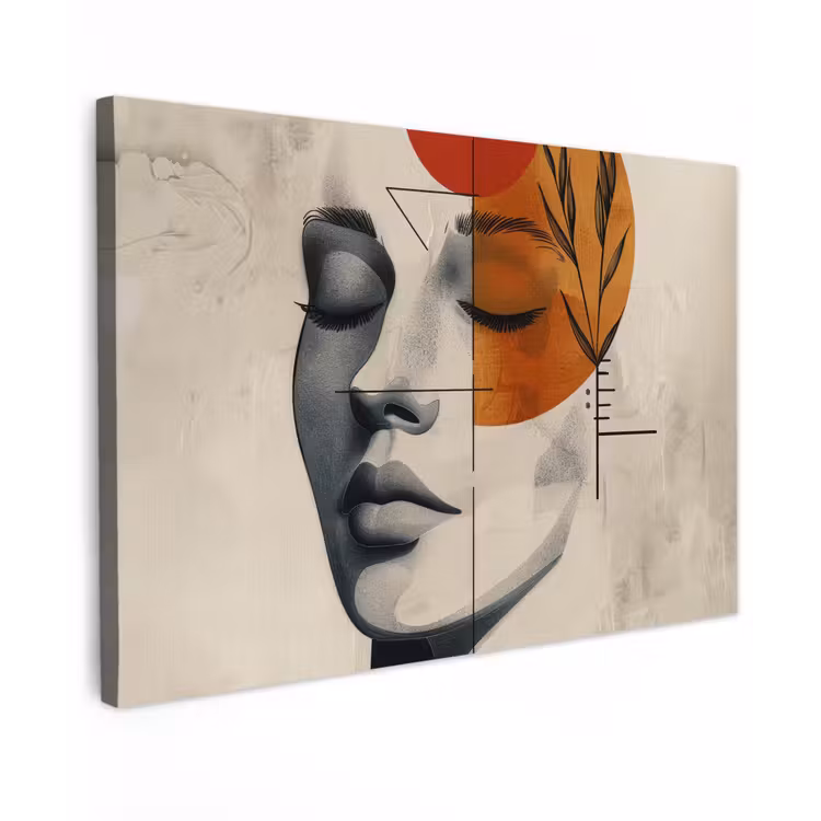 Vrouw - Botanisch - Oranje - Kunst - Modern canvas 2cm klein -z3d