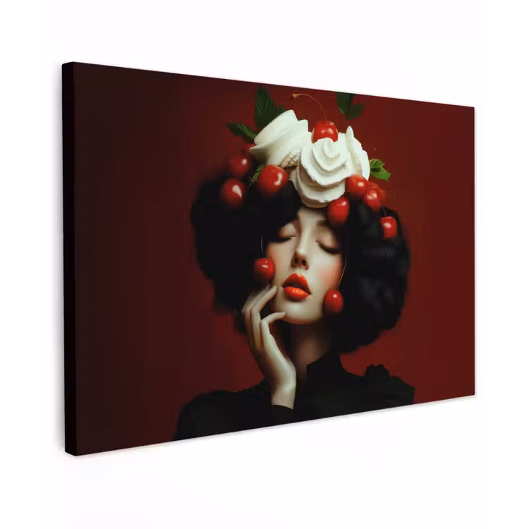 Vrouw - Kersen - Slagroom canvas 2cm klein -z3d