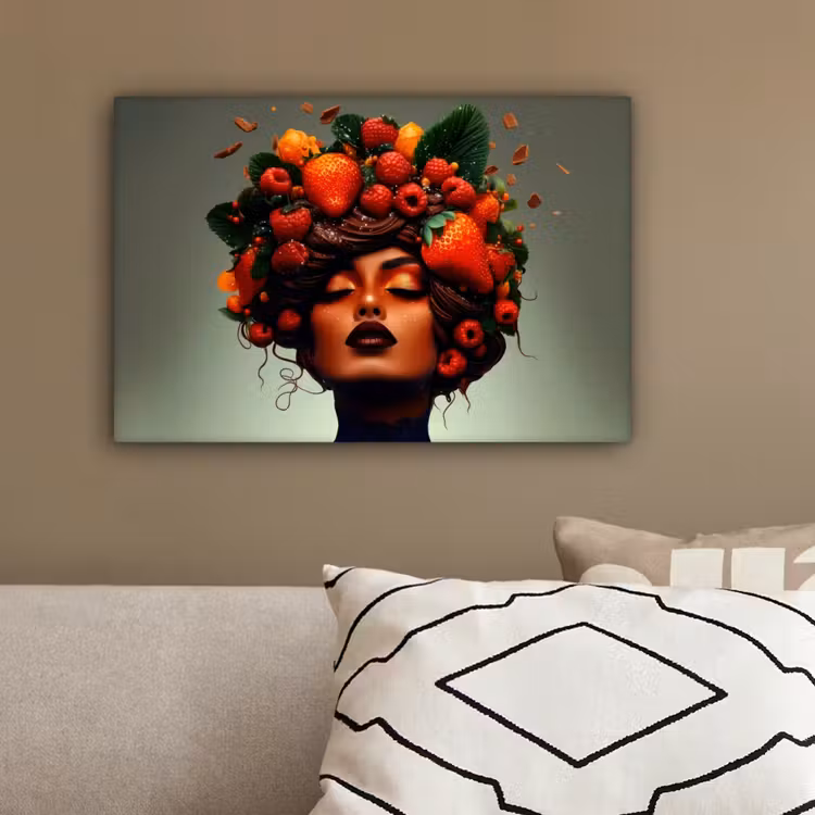 Vrouw - Chocolade - Frambozen - Aardbeien - Koekjes canvas 2cm klein -sfeer3