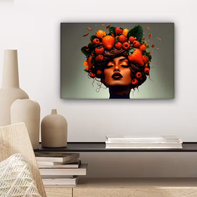 Vrouw - Chocolade - Frambozen - Aardbeien - Koekjes canvas 2cm klein -sfeer6