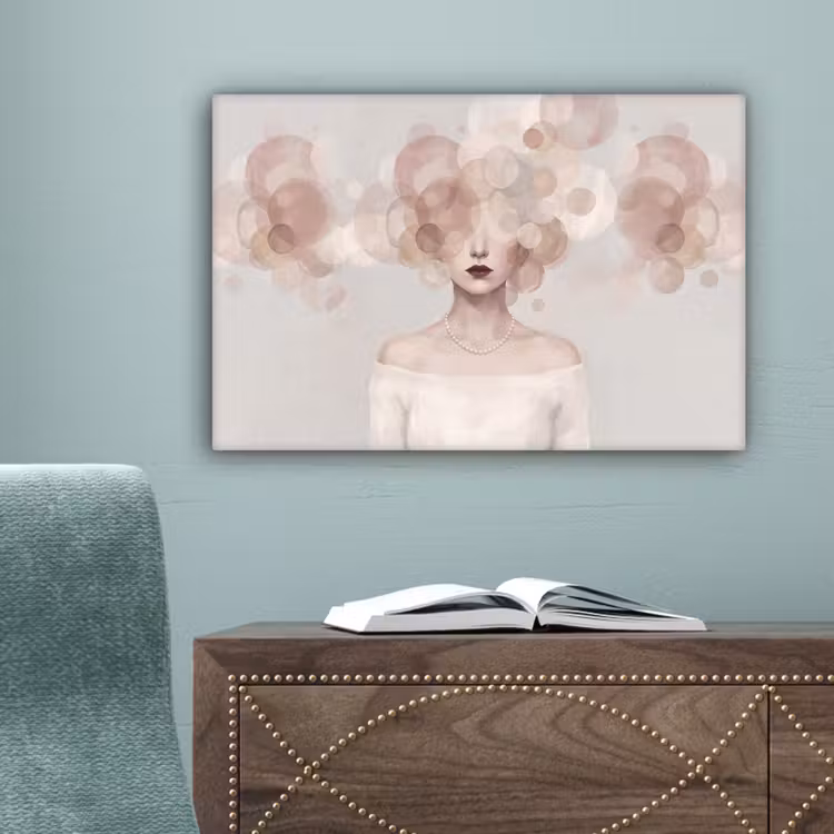 Vrouw - Cirkels - Beige canvas 2cm klein -sfeer4