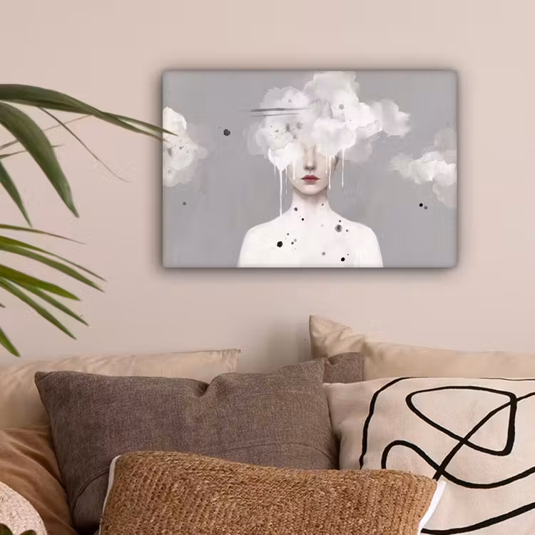 Vrouw - Wolk - Grijs canvas 2cm klein -sfeer1