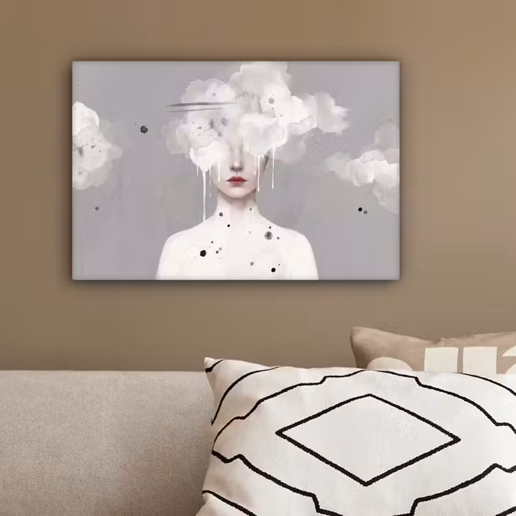 Vrouw - Wolk - Grijs canvas 2cm klein -sfeer3
