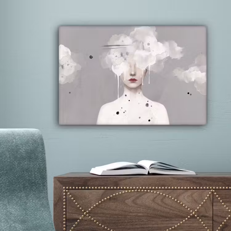 Vrouw - Wolk - Grijs canvas 2cm klein -sfeer4