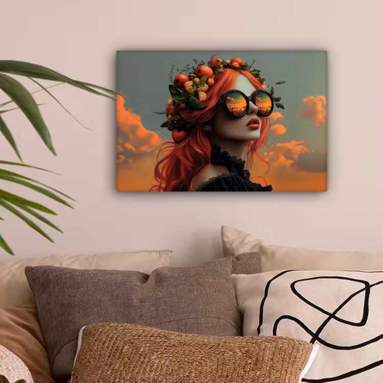 Vrouw - Kroon - Tomaat - Bascilicum - Zonnebril canvas 2cm klein -sfeer1