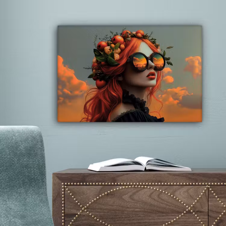 Vrouw - Kroon - Tomaat - Bascilicum - Zonnebril canvas 2cm klein -sfeer4