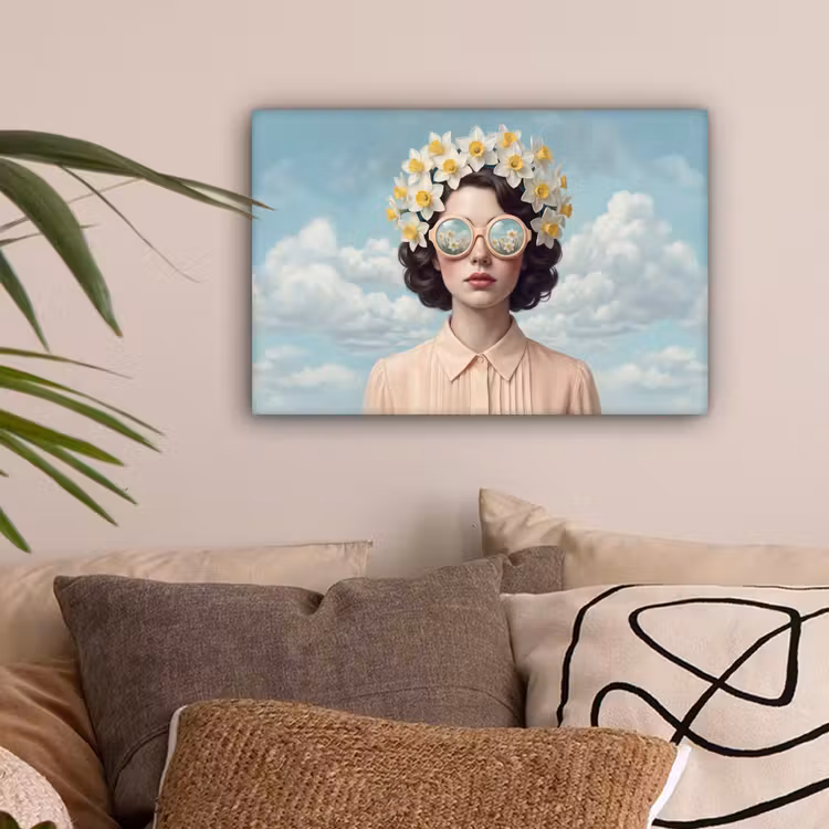 Vrouw - Narcissen - Geel canvas 2cm klein -sfeer1