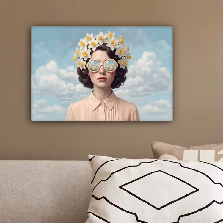Vrouw - Narcissen - Geel canvas 2cm klein -sfeer3