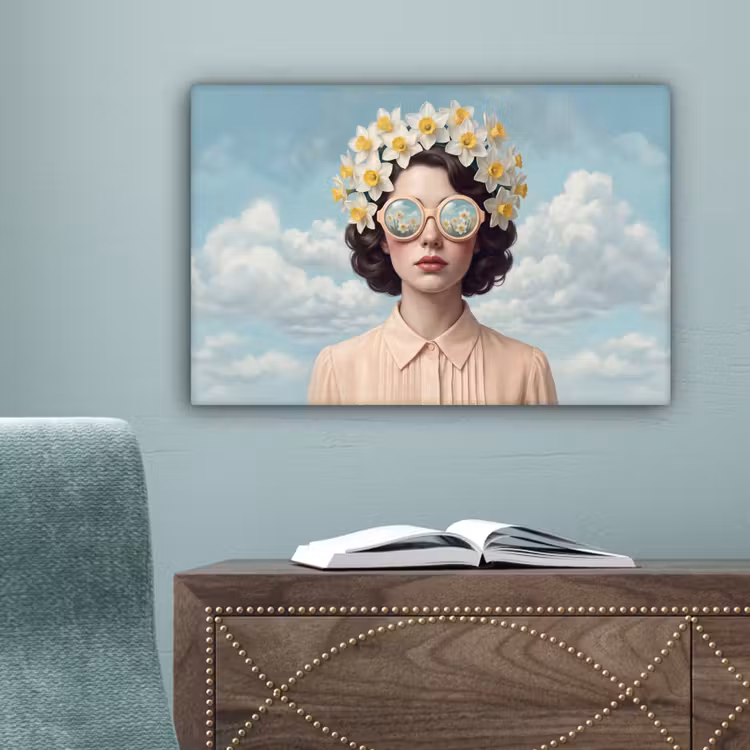 Vrouw - Narcissen - Geel canvas 2cm klein -sfeer4