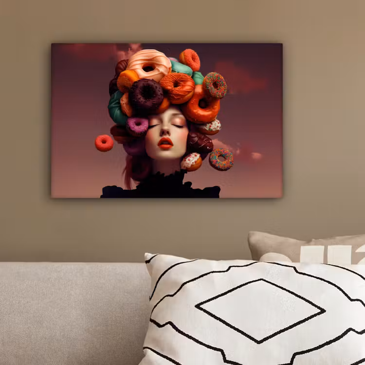 Vrouw - Donuts - Kleurrijk canvas 2cm klein -sfeer3