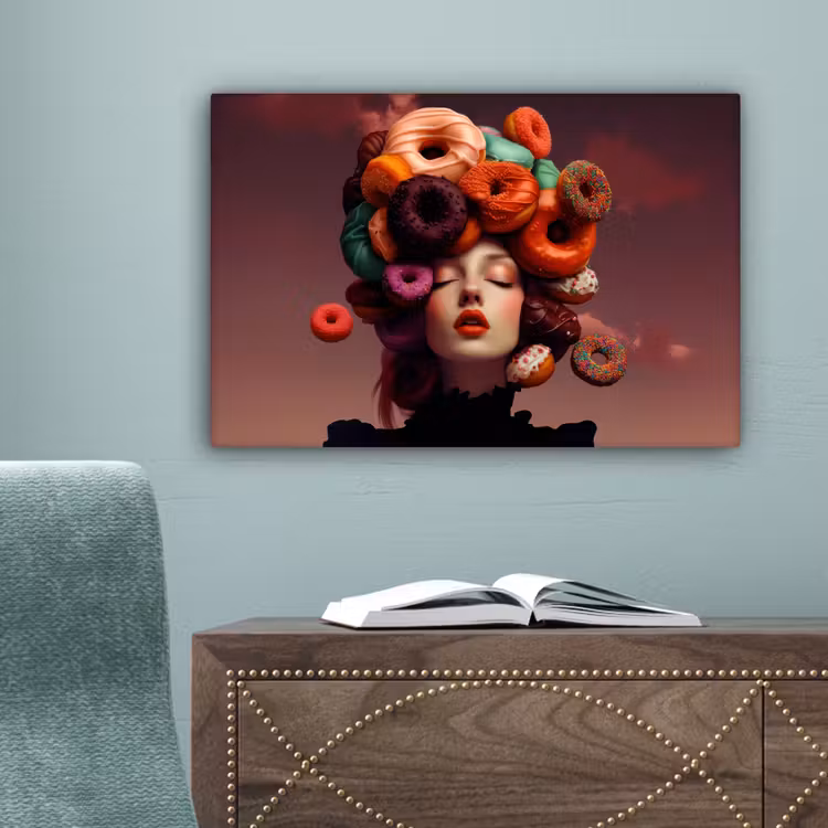 Vrouw - Donuts - Kleurrijk canvas 2cm klein -sfeer4