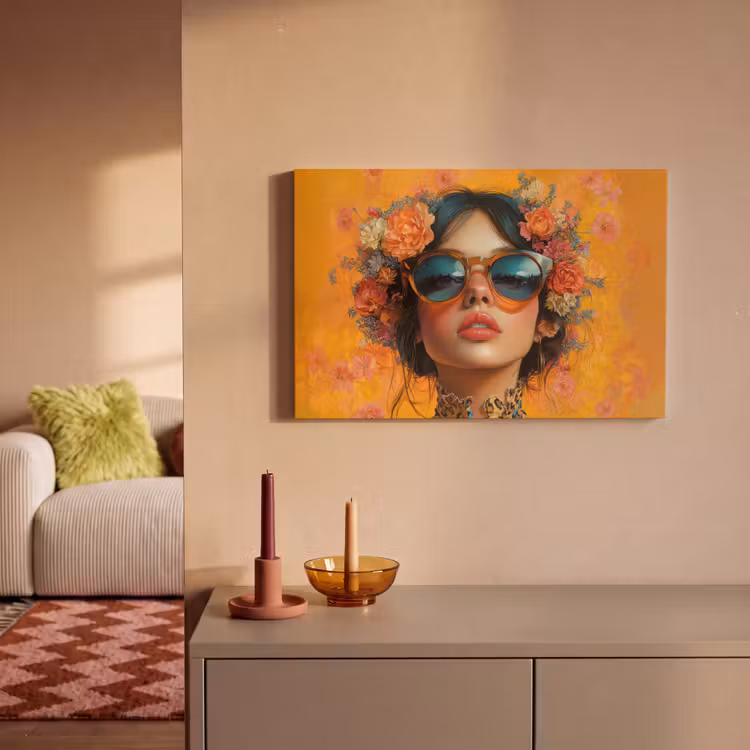 Vrouw - Bloemen - Aesthetic - Oranje canvas 2cm klein -sfeer1