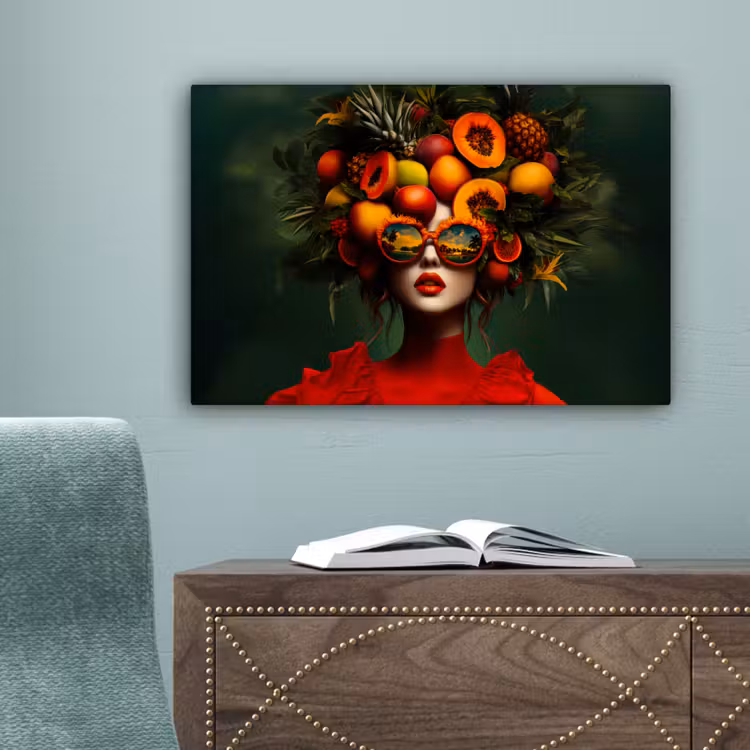 Vrouw - Vruchten - Papaja - Ananas canvas 2cm klein -sfeer4