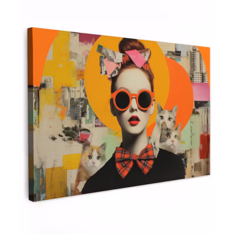 Vrouw - Bril - Strik - Retro canvas 2cm klein -z3d