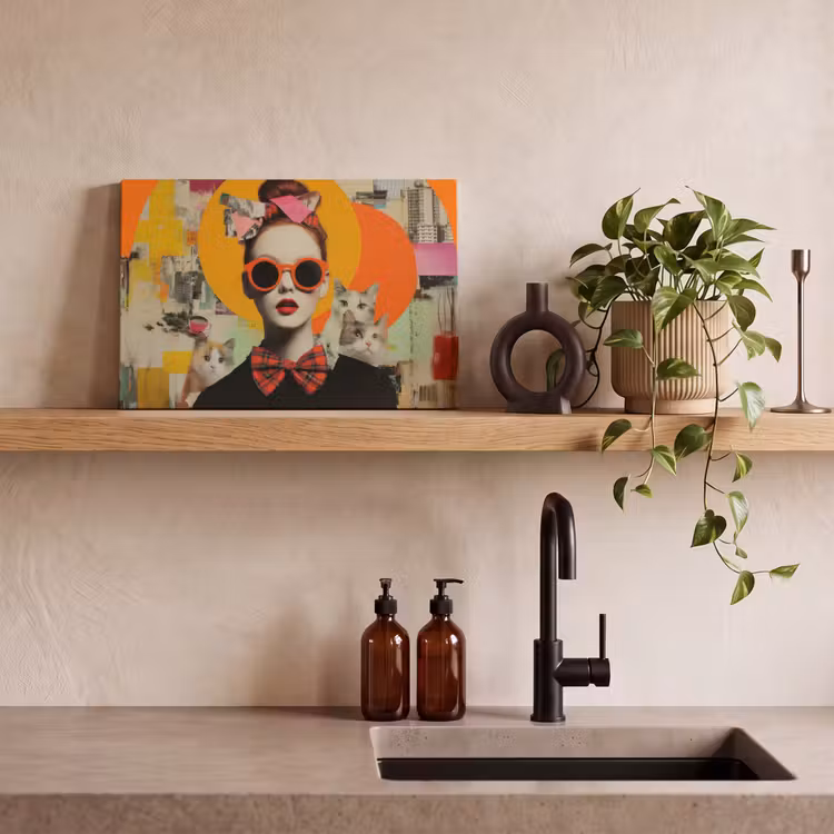 Vrouw - Bril - Strik - Retro canvas 2cm klein -sfeer3