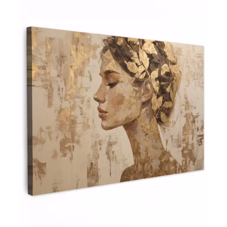 Vrouw - Goud - Abstract - Textuur canvas 2cm klein -z3d
