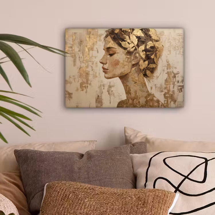 Vrouw - Goud - Abstract - Textuur canvas 2cm klein -sfeer1