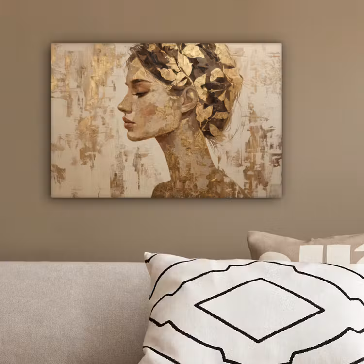 Vrouw - Goud - Abstract - Textuur canvas 2cm klein -sfeer3