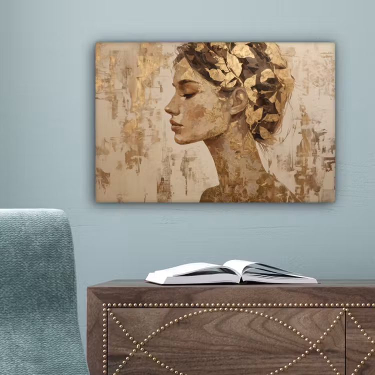 Vrouw - Goud - Abstract - Textuur canvas 2cm klein -sfeer4