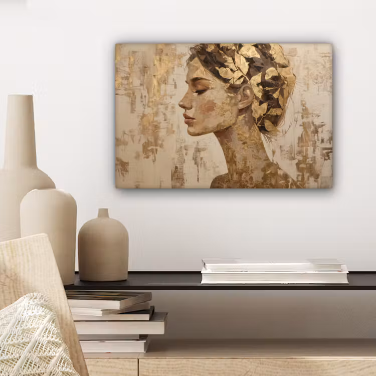 Vrouw - Goud - Abstract - Textuur canvas 2cm klein -sfeer6