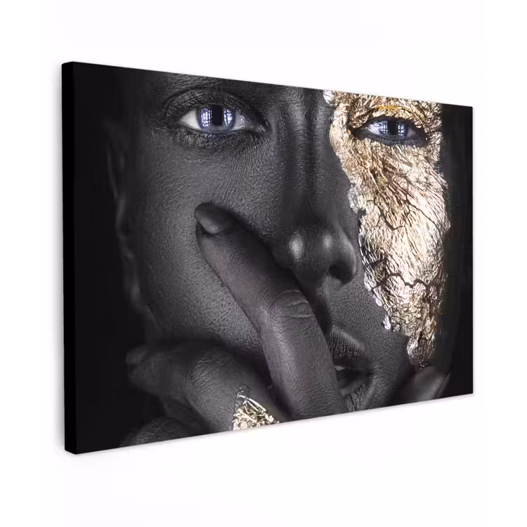 Vrouw - Goud - Zwart - Schmink - Luxe canvas 2cm klein -z3d