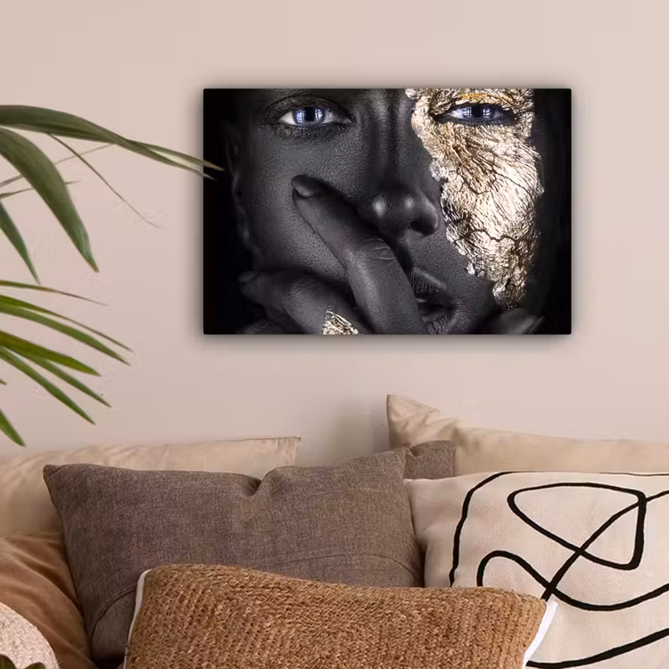 Vrouw - Goud - Zwart - Schmink - Luxe canvas 2cm klein -sfeer1