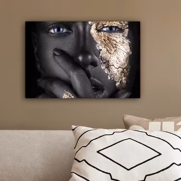 Vrouw - Goud - Zwart - Schmink - Luxe canvas 2cm klein -sfeer3