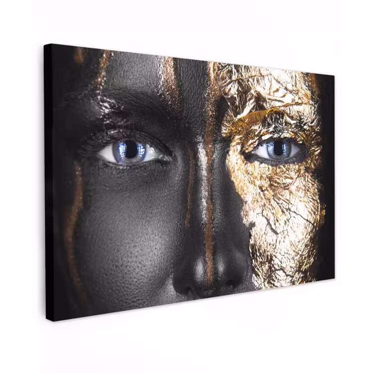 Vrouw - Bladgoud - Zwart - Goud - Luxe canvas 2cm klein -z3d