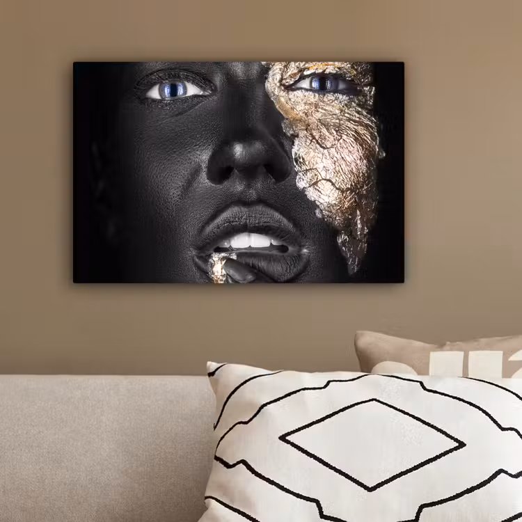 Vrouw - Bladgoud - Zwart - Huid - Luxe canvas 2cm klein -sfeer3