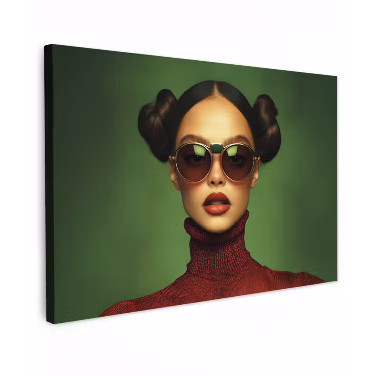 Vrouw - Groen - Bril - Aesthetic - Modern canvas 2cm klein -z3d