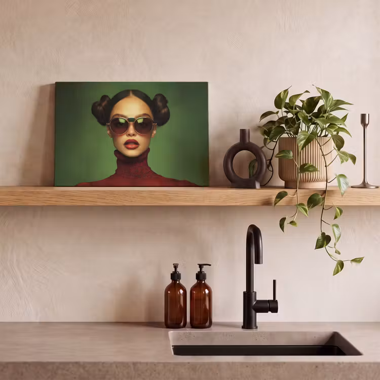 Vrouw - Groen - Bril - Aesthetic - Modern canvas 2cm klein -sfeer3