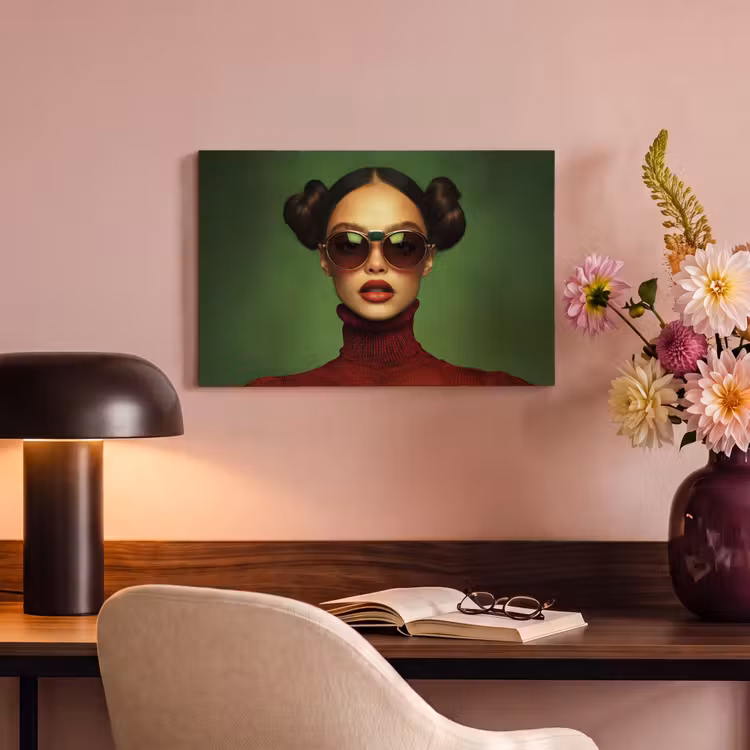 Vrouw - Groen - Bril - Aesthetic - Modern canvas 2cm klein -sfeer4