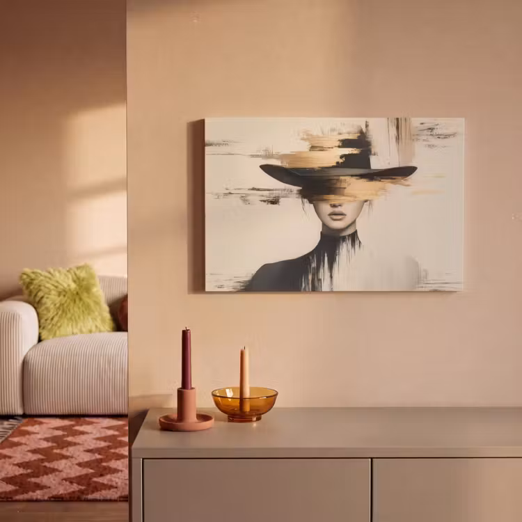 Vrouw - Hoed - Verf canvas 2cm klein -sfeer1
