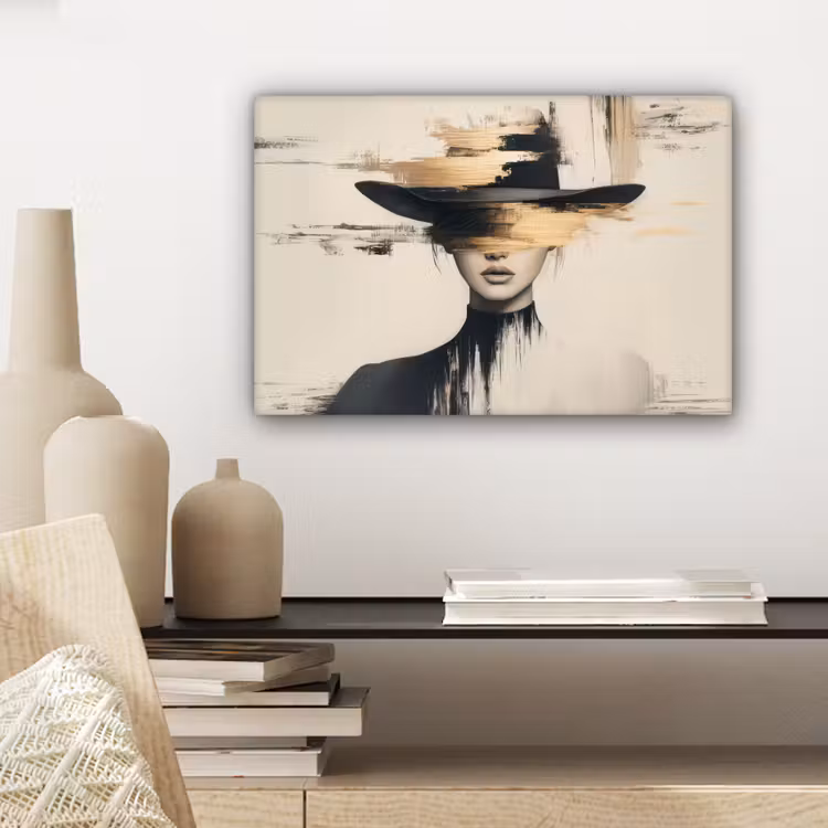 Vrouw - Hoed - Verf canvas 2cm klein -sfeer6