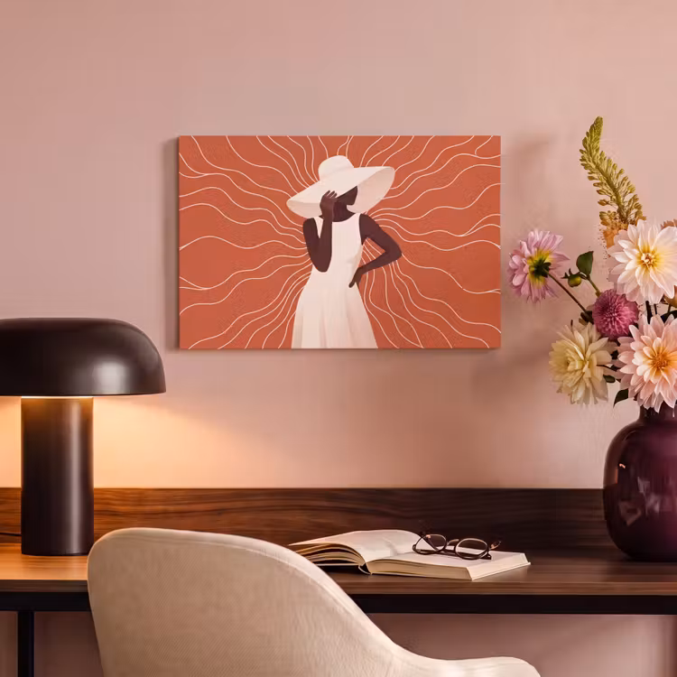Vrouw - Hoed - Portret - Modern - Beige canvas 2cm klein -sfeer4
