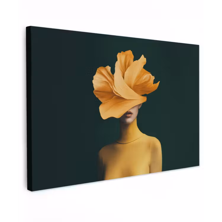 Vrouw - Hoed - Geel canvas 2cm klein -z3d