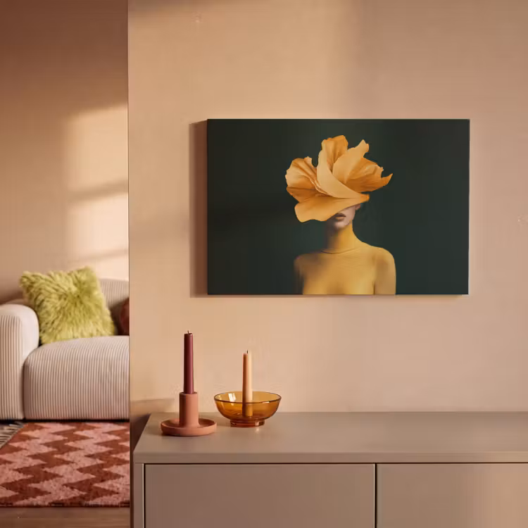 Vrouw - Hoed - Geel canvas 2cm klein -sfeer1