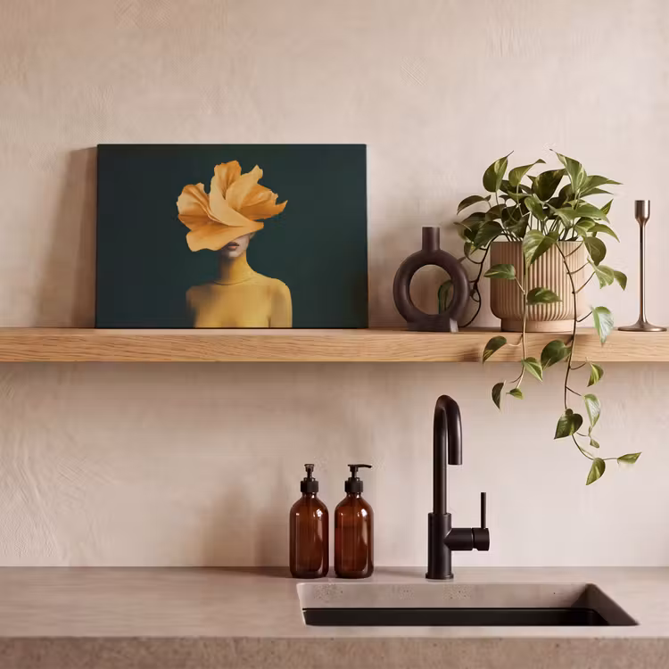Vrouw - Hoed - Geel canvas 2cm klein -sfeer3