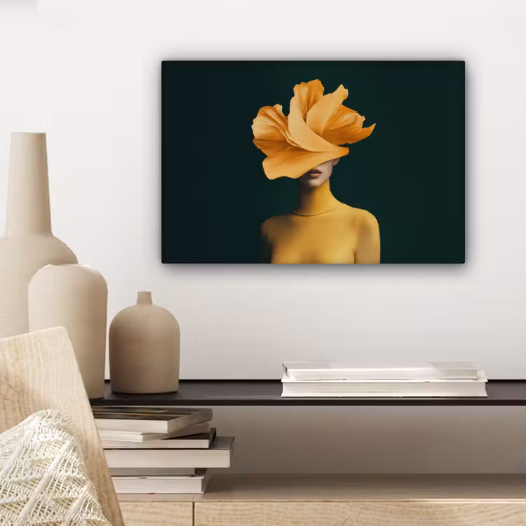 Vrouw - Hoed - Geel canvas 2cm klein -sfeer6
