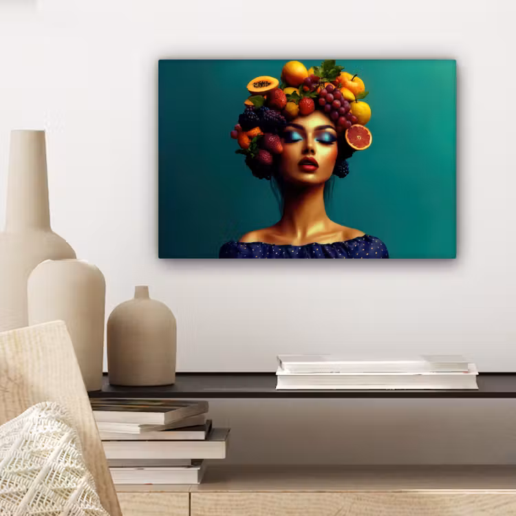 Vrouw - Hoodtooi - Tropisch - Fruit - Druiven canvas 2cm klein -sfeer6