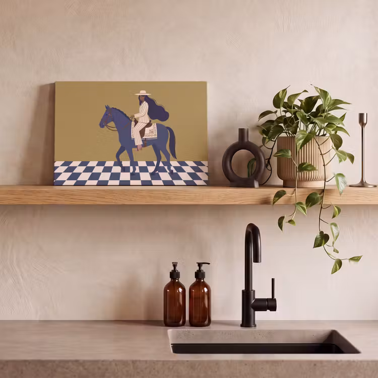 Vrouw - Paard - Rijden - Modern - Abstract canvas 2cm klein -sfeer3