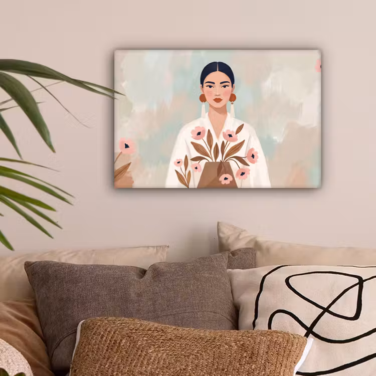 Vrouw - Kimono - Pastel canvas 2cm klein -sfeer1