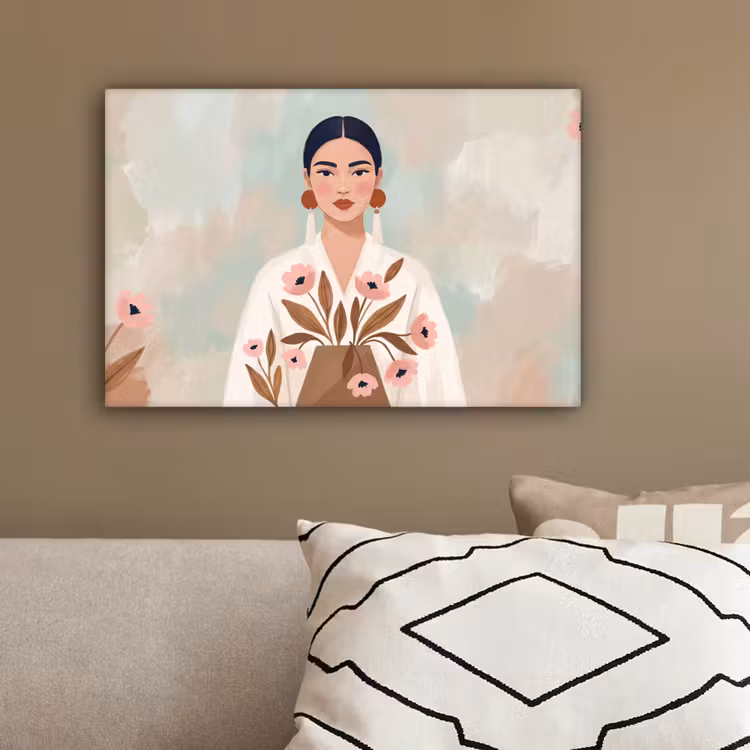 Vrouw - Kimono - Pastel canvas 2cm klein -sfeer3