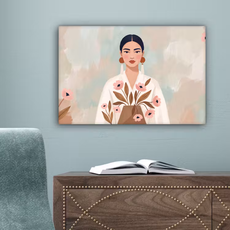 Vrouw - Kimono - Pastel canvas 2cm klein -sfeer4