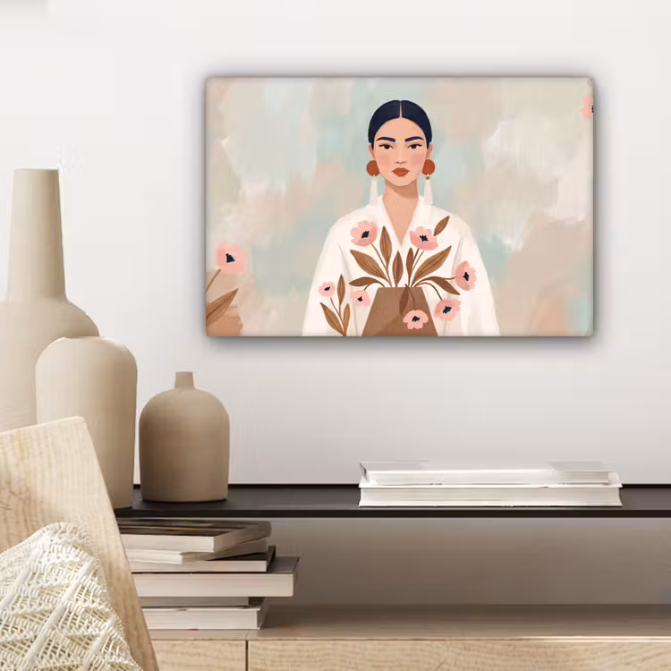 Vrouw - Kimono - Pastel canvas 2cm klein -sfeer6