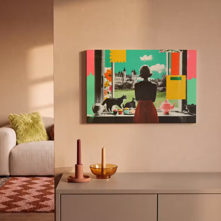Vrouw - Keuken - Katten - Doorkijk canvas 2cm klein -sfeer1