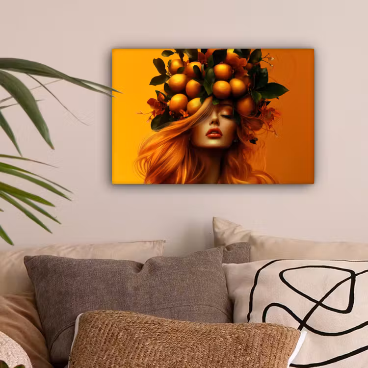 Vrouw - Citroenen - Bloesem - Geel canvas 2cm klein -sfeer1