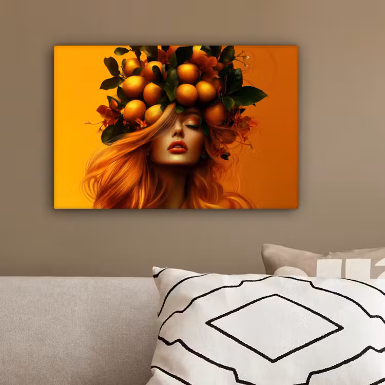 Vrouw - Citroenen - Bloesem - Geel canvas 2cm klein -sfeer3